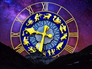 starry sky, star sign, clock
