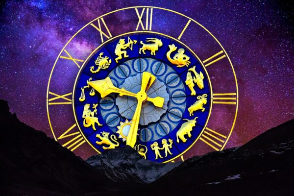 starry sky, star sign, clock